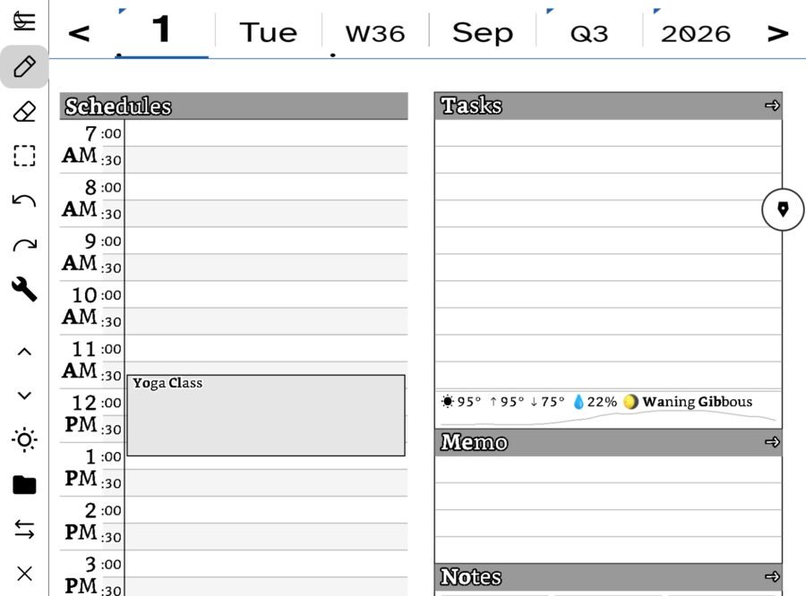 The day page on a Boox