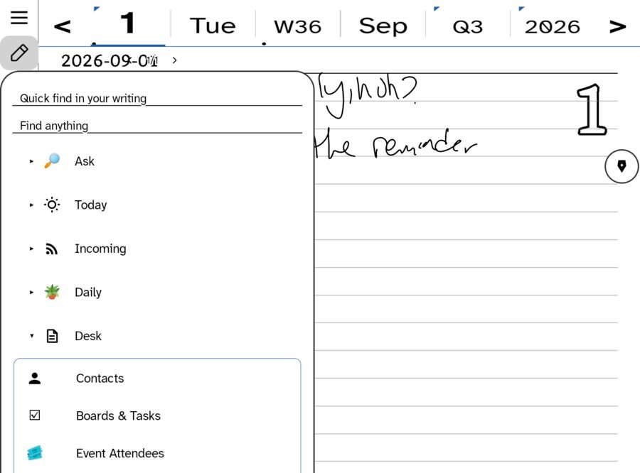 The Desk folder on the Boox