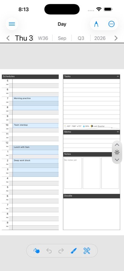 The day page on an iPhone